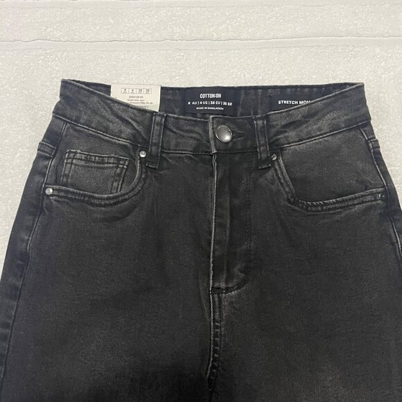 Cotton On Women's Stretch Mom Jeans - Charcoal, Size 4, New - Picture 7 of 12